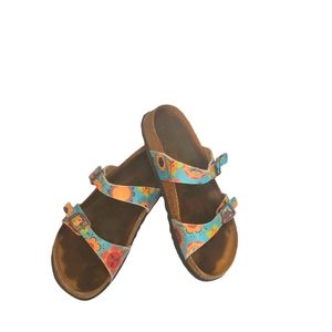 Birkinstock Birkies Bright  Print Design Double Strap Sandals Size 39
